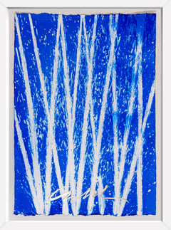 Dale Chihuly Original Signed Painting 42” Azure Blue Reeds