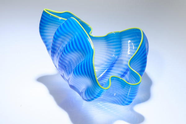 Dale Chihuly, Azure Seaform with Yellow Lip Wrap, 2006 Signed Hand Blown Glass
