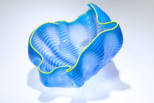 Dale Chihuly, Azure Seaform with Yellow Lip Wrap, 2006 Signed Hand Blown Glass
