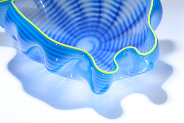 Dale Chihuly, Azure Seaform with Yellow Lip Wrap, 2006 Signed Hand Blown Glass