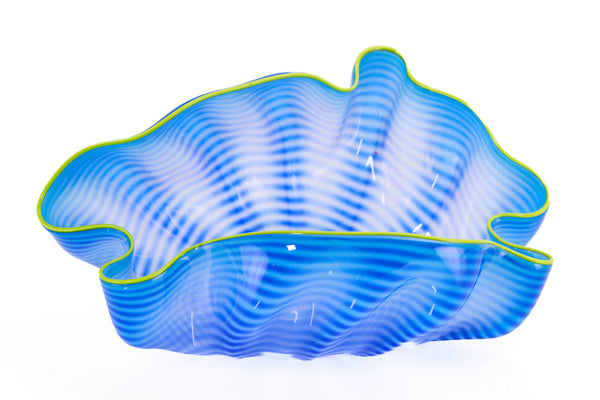 Dale Chihuly, Azure Seaform with Yellow Lip Wrap, 2006 Signed Hand Blown Glass