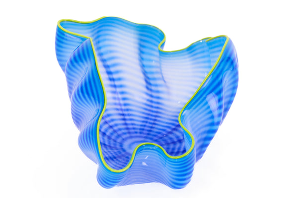 Dale Chihuly, Azure Seaform with Yellow Lip Wrap, 2006 Signed Hand Blown Glass