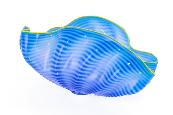 Dale Chihuly, Azure Seaform with Yellow Lip Wrap, 2006 Signed Hand Blown Glass