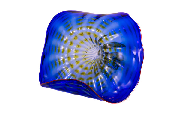 Dale Chihuly Carnival Blue Seaform with Cadmium Red Lip Wrap with $7000 Appraisal