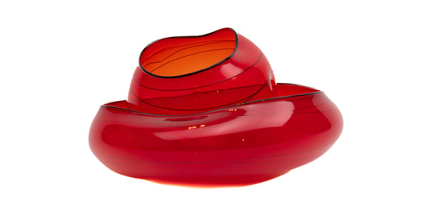 Dale Chihuly Bonfire Basket Set Signed Contemporary Hand-Blown Glass Sculpture