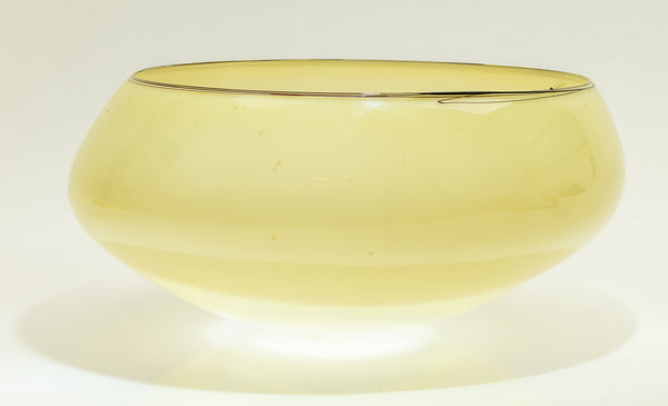 Dale Chihuly Butter Yellow Basket with Black Lap Wrap Signed 1993 Handblown Glass Sculpture
