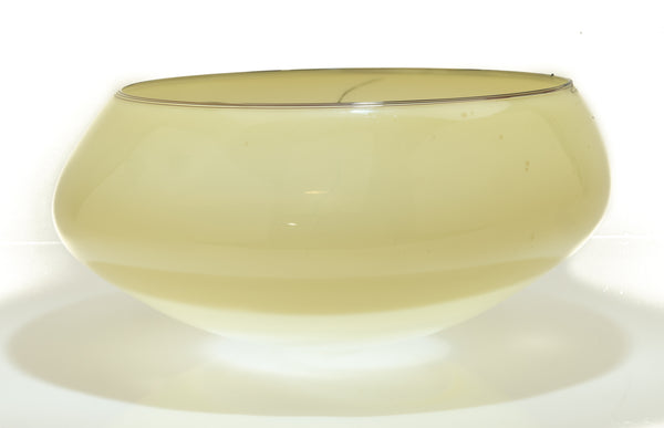 Dale Chihuly Butter Yellow Basket with Black Lap Wrap Signed 1993 Handblown Glass Sculpture