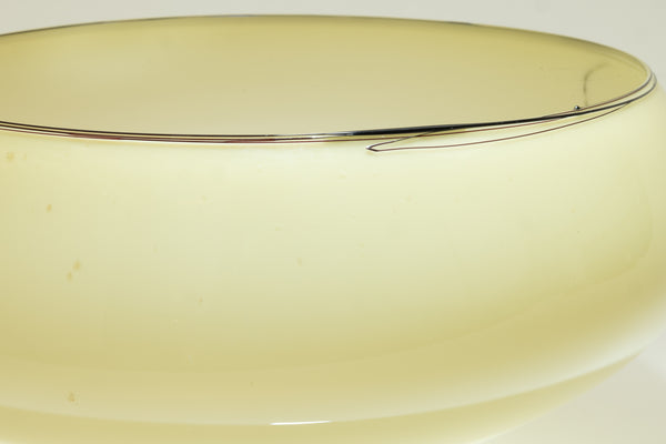 Dale Chihuly Butter Yellow Basket with Black Lap Wrap Signed 1993 Handblown Glass Sculpture