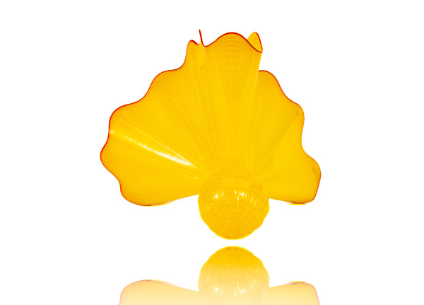 Dale Chihuly Signed Yellow Buttercup Persian with Blood Red Lip Wrap Hand Blown Glass Art