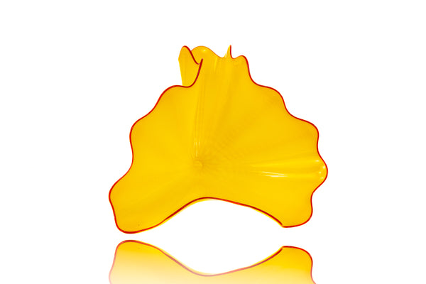 Dale Chihuly Signed Yellow Buttercup Persian with Blood Red Lip Wrap Hand Blown Glass Art