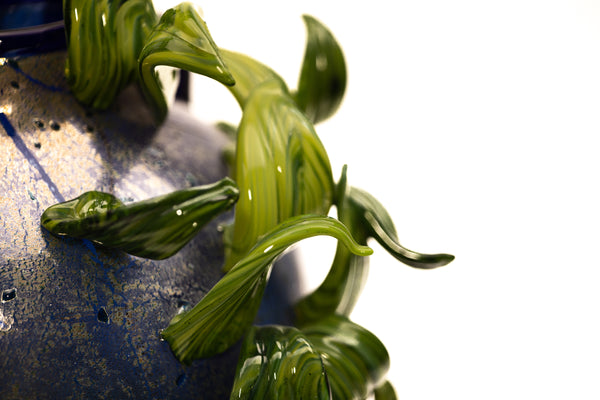 Dale Chihuly Charcoal Lime Venetian Large 19” Signed 1993 Hand-Blown Glass Sculpture
