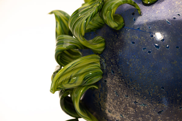 Dale Chihuly Charcoal Lime Venetian Large 19” Signed 1993 Hand-Blown Glass Sculpture