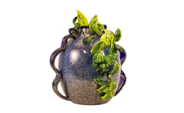 Dale Chihuly, Charcoal Lime Venetian - Large 19” Signed 1993 Hand-Blown Glass Sculpture