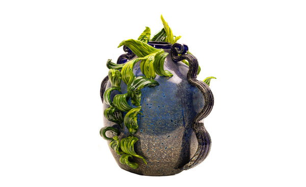 Dale Chihuly Charcoal Lime Venetian Large 19” Signed 1993 Hand-Blown Glass Sculpture