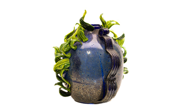 Dale Chihuly Charcoal Lime Venetian Large 19” Signed 1993 Hand-Blown Glass Sculpture
