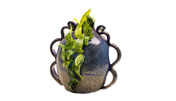 Dale Chihuly Charcoal Lime Venetian Large 19” Signed 1993 Hand-Blown Glass Sculpture