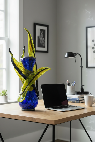 Dale Chihuly, Chartreuse Cerulean Venetian - Large 27” Signed 1991 Hand-Blown Glass Sculpture