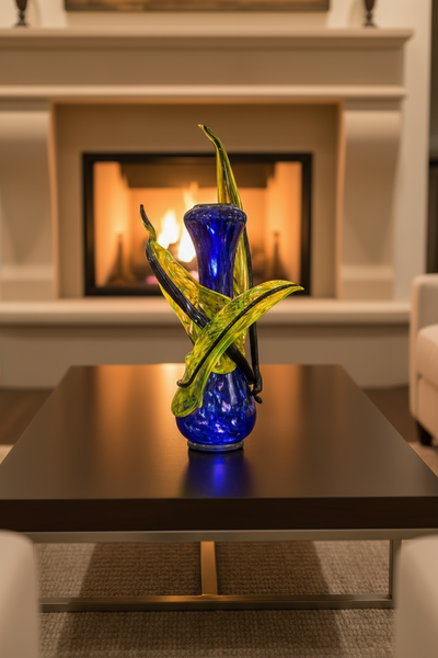 Dale Chihuly, Chartreuse Cerulean Venetian - Large 27” Signed 1991 Hand-Blown Glass Sculpture