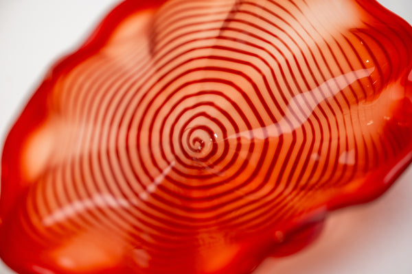 Dale Chihuly Chinese Red Seaform Pair Signed 1995 Portland Press Edition