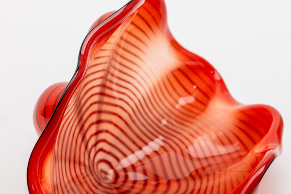 Dale Chihuly Chinese Red Seaform Pair Signed 1995 Portland Press Edition
