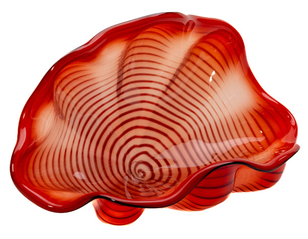 Dale Chihuly Chinese Red Seaform Pair Signed 1995 Portland Press Edition