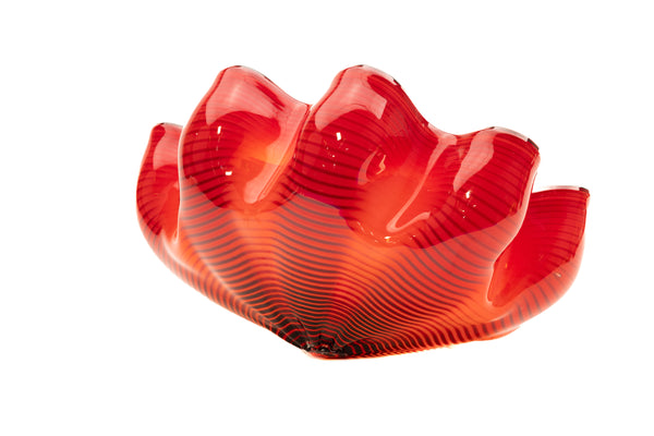 Dale Chihuly Chinese Red Seaform Pair Handblown Glass Signed Contemporary Art