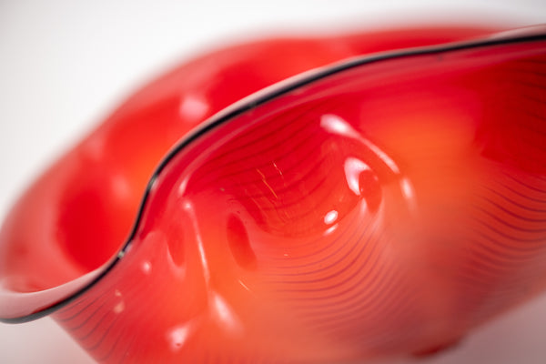 Dale Chihuly Chinese Red Seaform Pair Portland Press 1995 Sold Out Hand Blown Glass