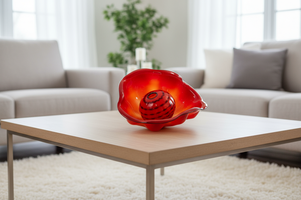 Dale Chihuly Chinese Red Seaform Pair Portland Press 1995 Sold Out Hand Blown Glass