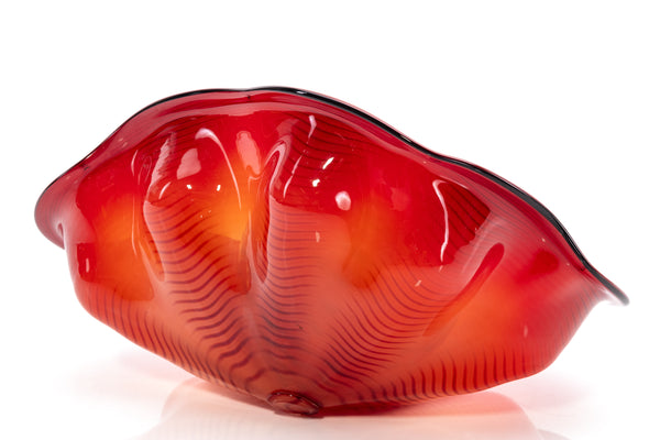 Dale Chihuly Chinese Red Seaform Pair Portland Press 1995 Sold Out Hand Blown Glass