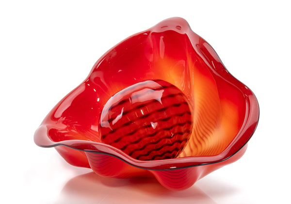 Dale Chihuly Chinese Red Seaform Pair Portland Press 1995 Sold Out Hand Blown Glass