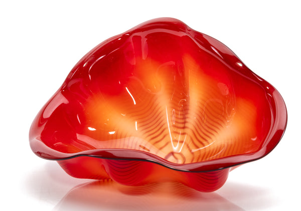 Dale Chihuly Chinese Red Seaform Pair Portland Press 1995 Sold Out Hand Blown Glass