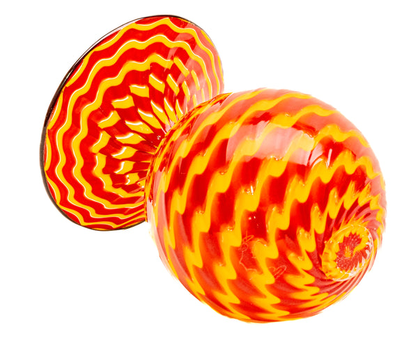 Dale Chihuly 5 piece Cinnabar and Coral Persian Set with Black Lip Wraps Signed 1998 Hand-blown Glass Sculpture