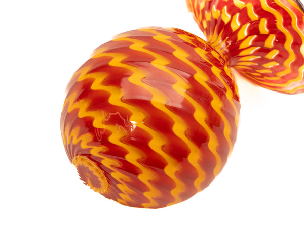 Dale Chihuly 5 piece Cinnabar and Coral Persian Set with Black Lip Wraps Signed 1998 Hand-blown Glass Sculpture