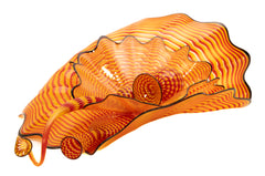 Dale Chihuly, 5 piece Cinnabar and Coral Persian Set with Black Lip Wraps - Signed 1998 Hand-blown Glass Sculpture