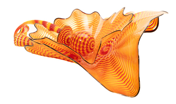 Dale Chihuly 5 piece Cinnabar and Coral Persian Set with Black Lip Wraps Signed 1998 Hand-blown Glass Sculpture