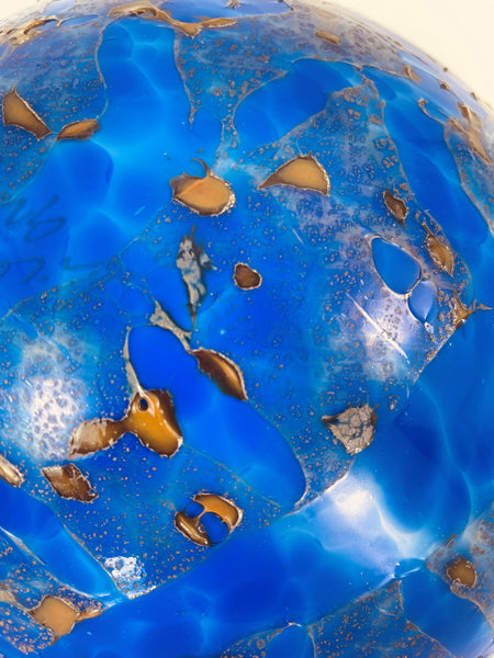 Dale Chihuly, Cobalt Blue and Gold Float, 1995 13 Inch Hand Blown Glass