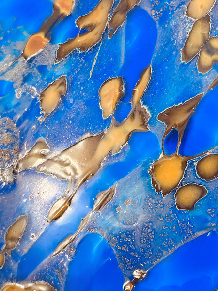 Dale Chihuly, Cobalt Blue and Gold Float, 1995 13 Inch Hand Blown Glass