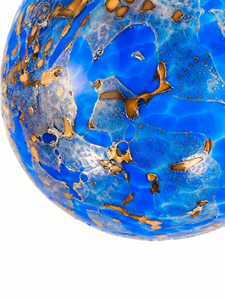 Dale Chihuly, Cobalt Blue and Gold Float, 1995 13 Inch Hand Blown Glass