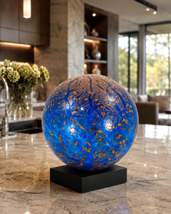 Dale Chihuly, Cobalt Blue and Gold Float, 1995 13 Inch Hand Blown Glass