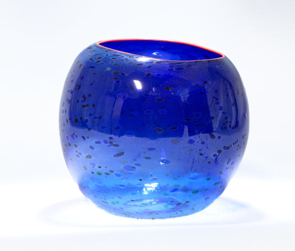 Dale Chihuly, Cobalt Blue Basket, 1994 Portland Press Edition Signed Handblown Glass