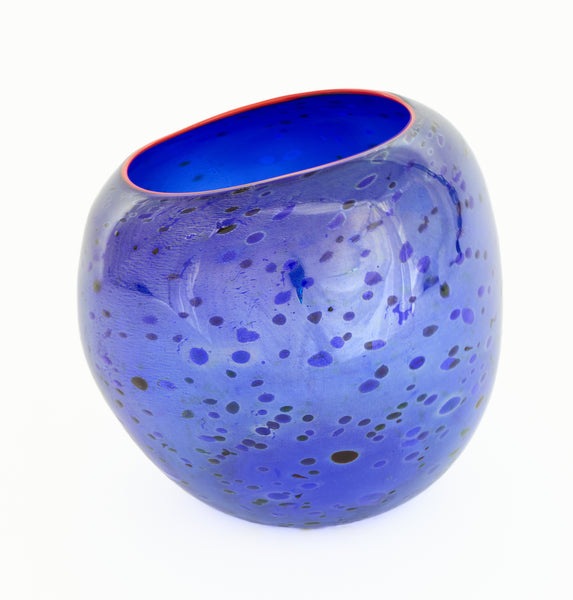 Dale Chihuly, Cobalt Blue Basket, 1994 Portland Press Edition Signed Handblown Glass