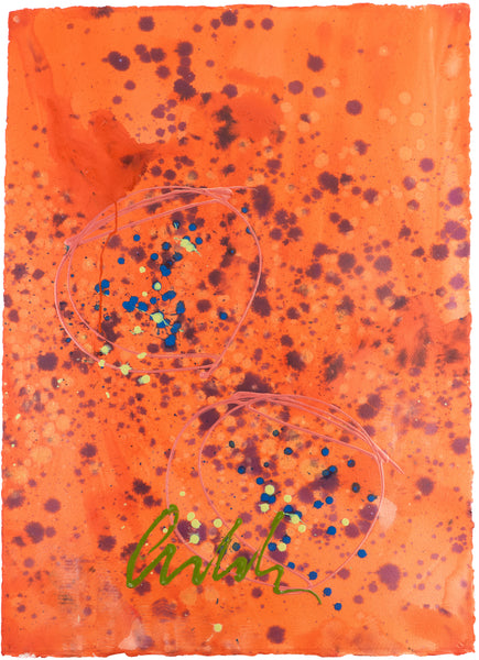 Dale Chihuly, Coral Red Baskets, Signed Original 42 Inch Painting