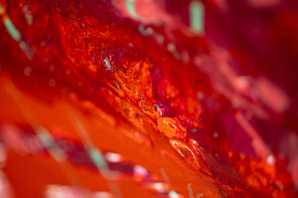 Dale Chihuly Signed Cranberry Red Ikebana with Turquoise Stems Original Painting