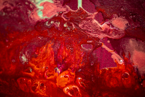Dale Chihuly Signed Cranberry Red Ikebana with Turquoise Stems Original Painting