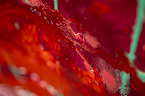 Dale Chihuly Signed Cranberry Red Ikebana with Turquoise Stems Original Painting
