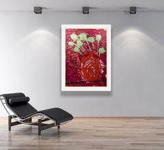 Dale Chihuly, Cranberry Red Ikebana with Turquoise Stems - Signed Original Painting