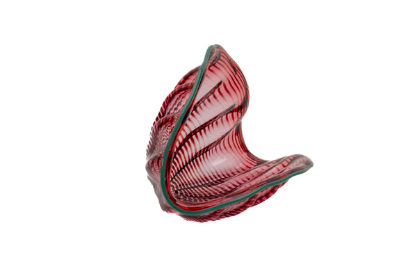 Dale Chihuly Large 16.5 Inch 4pc Cranberry Seaform Set with Teal Lip Wrap