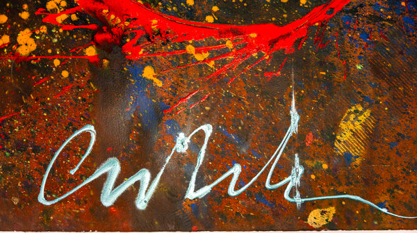 Dale Chihuly Signed Large 60” x 40” Original Float Red and Black Painting