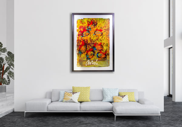 Dale Chihuly, Gold Baskets - Original Signed 60” x 40” Painting in room setting