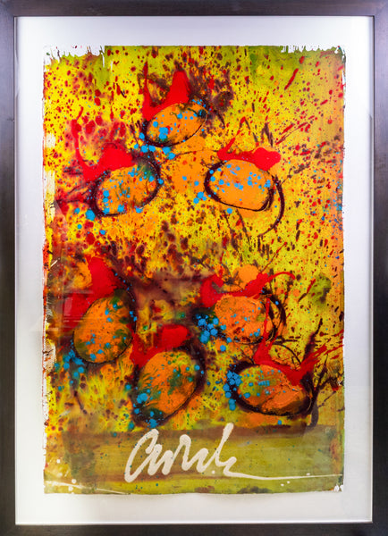 Dale Chihuly, Gold Baskets - Original Signed 60” x 40” Painting Framed